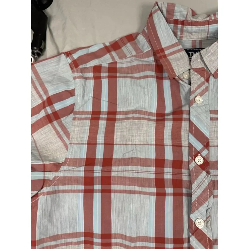 The North Face Plaid Button Front Shirt Mens Medium Red Blue Casual